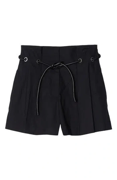 3.1 Phillip Lim Origami Belted Stretch Cotton Shorts In Blue