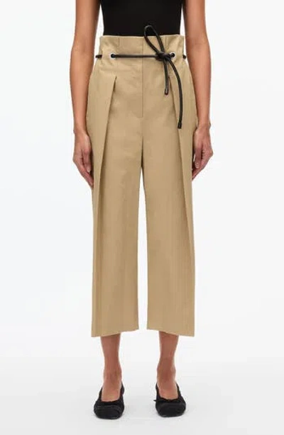 3.1 Phillip Lim Origami Pleat Wide Leg Cropped Trousers In Brown