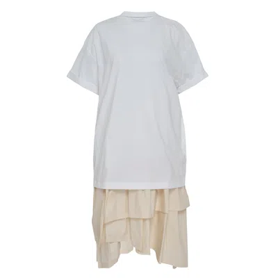 3.1 Phillip Lim Os T-shirt Combo Dress With Ruffl In White