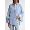 3.1 Phillip Lim Oversize Cascade Cuff Stripe Button-up Shirt In Blue Multi