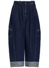 3.1 Phillip Lim Curved Wide Leg Cropped Pants Dark Indigo In Blue