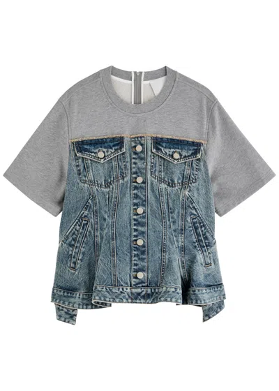 3.1 Phillip Lim Panelled Cotton And Denim Top