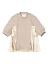 3.1 Phillip Lim Beige Puff Sleeve Flounce Satin Combo Top In Neutral