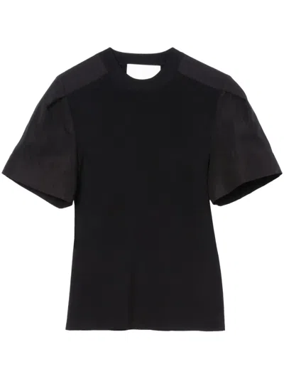 3.1 Phillip Lim Panelled Fine-ribbed T-shirt In Black