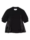 3.1 Phillip Lim Panelled Puff-sleeve T-shirt In Black