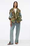 3.1 Phillip Lim Patchwork Camo Ripstop Cinched Utility Jacket Dark Olive Multi In Dark Olive Multi