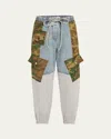 3.1 Phillip Lim Patchwork Camo Ripstop Joggers Dark Olive Multi In Dark Olive Multi