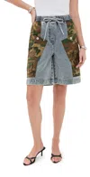 3.1 Phillip Lim Patchwork Camo Ripstop Basketball Shorts Dark Olive Multi In Dark Olive Multi