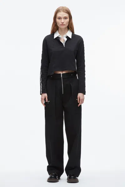 3.1 Phillip Lim Patchwork Cropped Polo In Blk-white