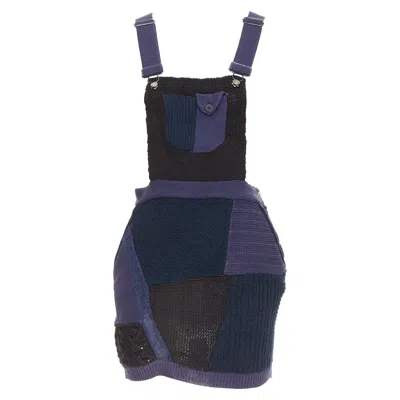 Pre-owned 3.1 Phillip Lim Patchwork Jumper Dress Blue Knitted Cotton Wool Linen Mini Xs