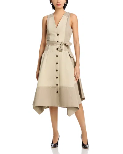 3.1 Phillip Lim Patchwork Sleeveless Belted Utility Dress In Neutral