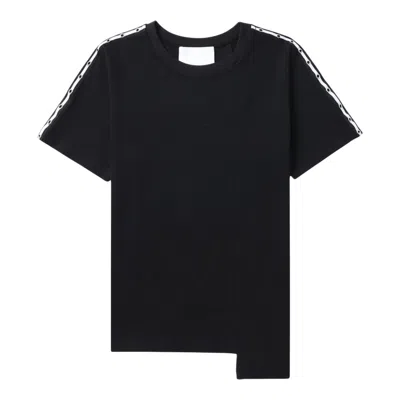 3.1 Phillip Lim Asymmetric Eyelet-embellished Cotton-jersey T-shirt In Black