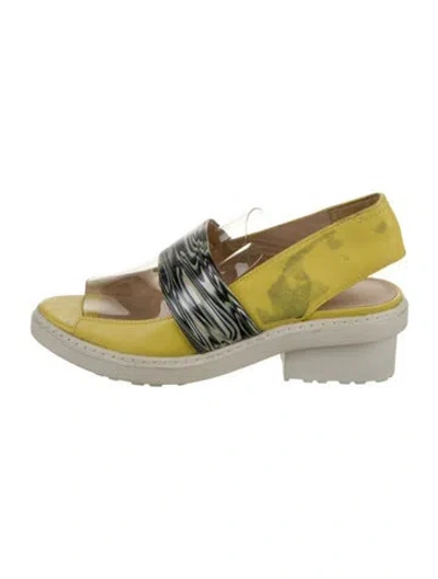 Pre-owned 3.1 Phillip Lim Patent Leather Printed Slingback Sandals In Yellow