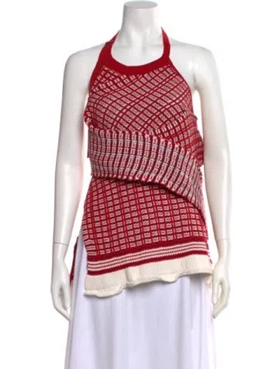 Pre-owned 3.1 Phillip Lim Patterned Halterneck Sweater W/ Tags In Red