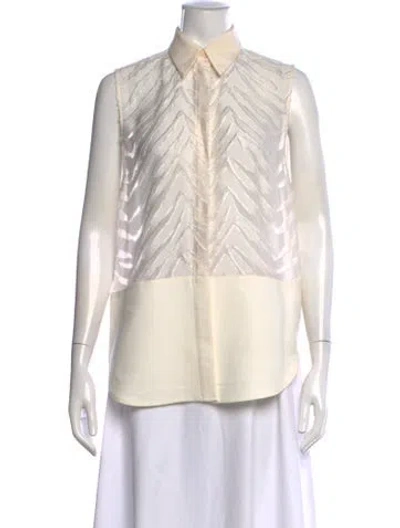 Pre-owned 3.1 Phillip Lim Patterned Sleeveless Button-up Top In White