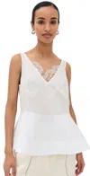 3.1 Phillip Lim Peplum Tank With Lace Ivory/white In Ivory/white
