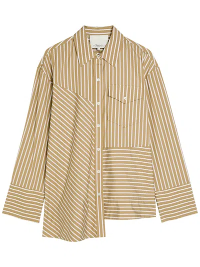 3.1 Phillip Lim Pinstriped Asymmetric Cotton-poplin Shirt In Multi
