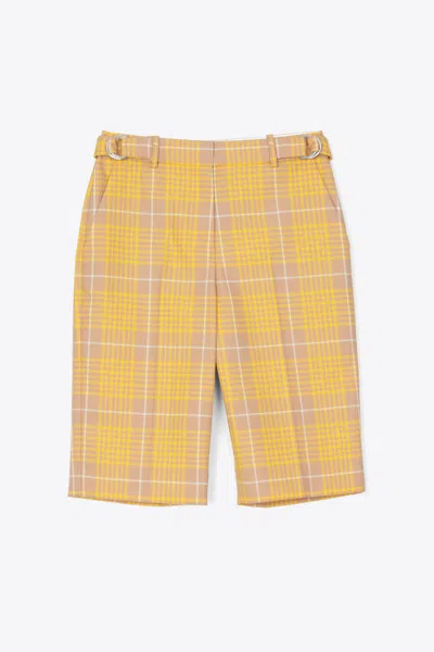3.1 Phillip Lim Plaid Jacquard Belted Walking Shorts In Yellow