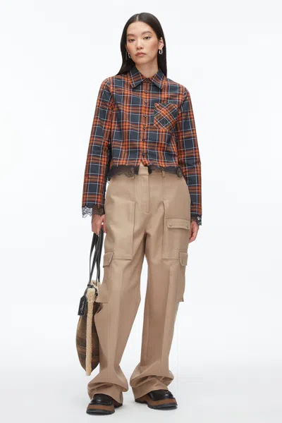 3.1 Phillip Lim Plaid Mix Cropped Shirt In Multi