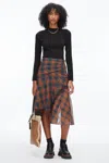 3.1 Phillip Lim Plaid Mix Draped Midi Skirt