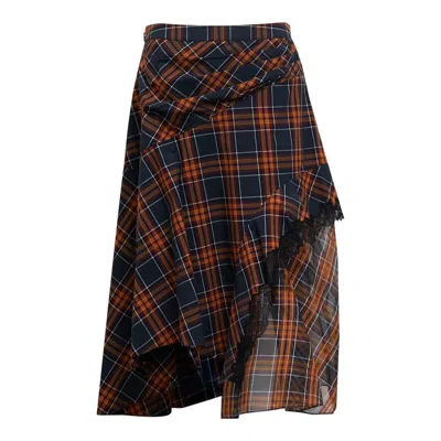 3.1 Phillip Lim Plaid Mix Draped Midi Skirt In Multi