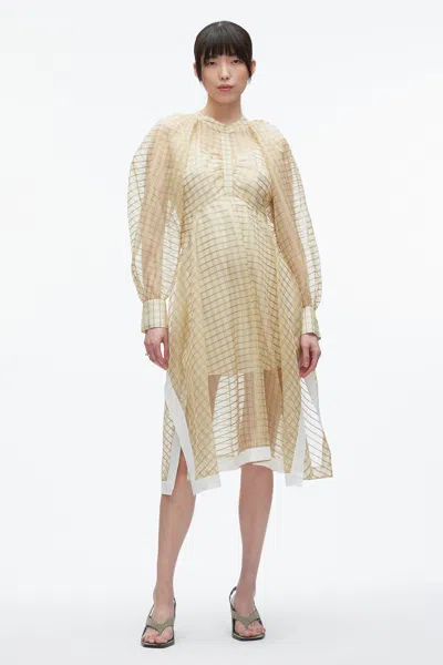 3.1 Phillip Lim Plaid Organza Flounce Hem Dress In Neutral