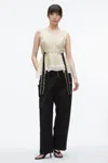 3.1 Phillip Lim Plaid Organza V Neck Flounce Top Hay Multi In Multi