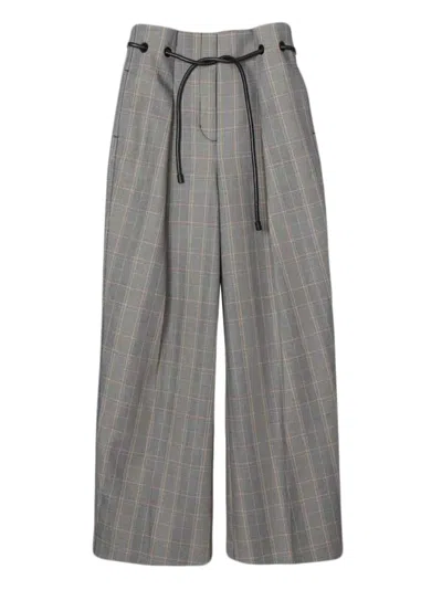 3.1 Phillip Lim Plaid-pattern Drawstring Trousers In Gray