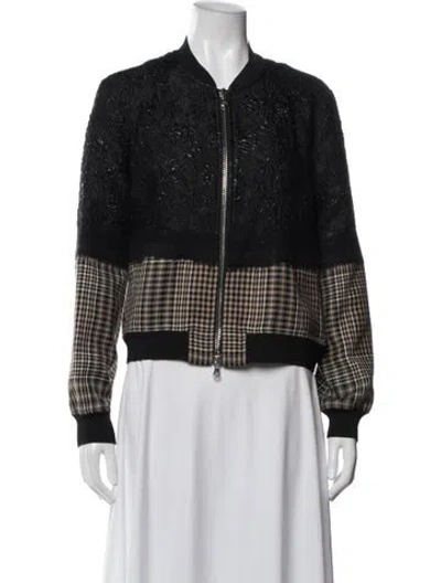 Pre-owned 3.1 Phillip Lim Plaid Print Bomber Jacket In Black