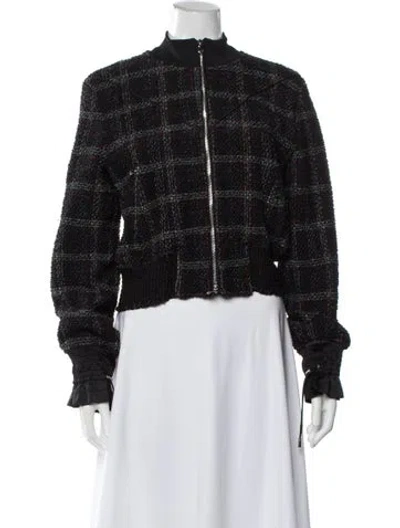 Pre-owned 3.1 Phillip Lim Plaid Print Bomber Jacket In Black