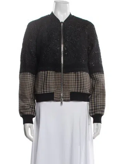 Pre-owned 3.1 Phillip Lim Plaid Print Bomber Jacket In Black