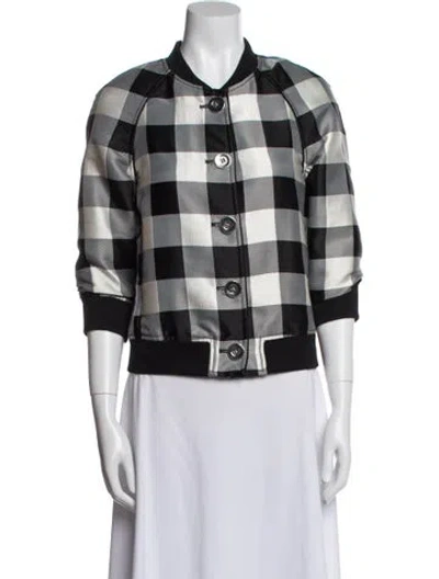 Pre-owned 3.1 Phillip Lim Plaid Print Bomber Jacket In Gray