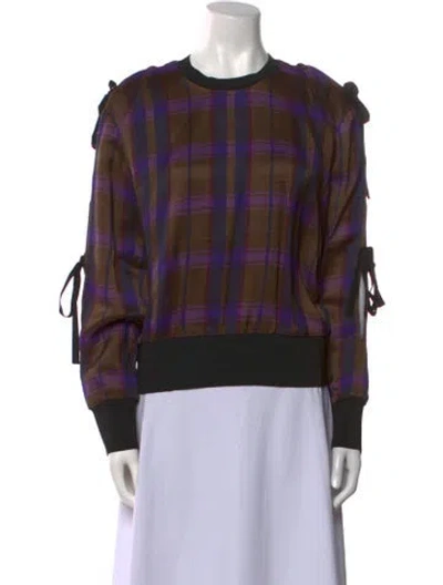 Pre-owned 3.1 Phillip Lim Plaid Print Crew Neck Sweatshirt In Purple