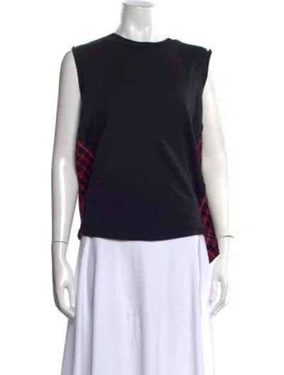 Pre-owned 3.1 Phillip Lim Plaid Print Crew Neck Top In Black