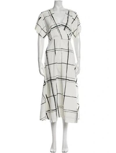 Pre-owned 3.1 Phillip Lim Plaid Print Long Dress In White