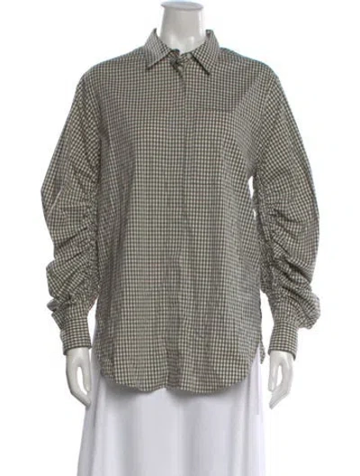 Pre-owned 3.1 Phillip Lim Plaid Print Long Sleeve Blouse In Green