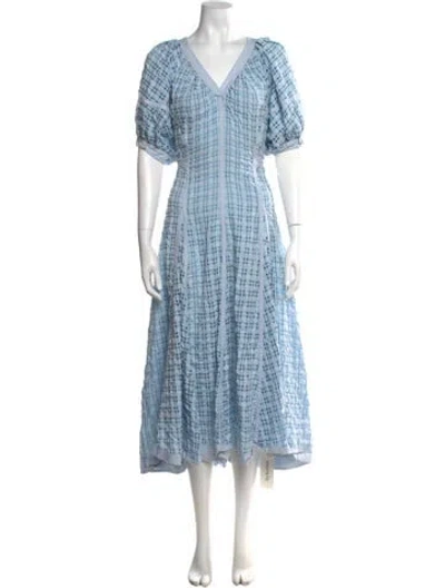 Pre-owned 3.1 Phillip Lim Plaid Print Midi Length Dress In Blue