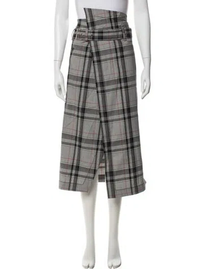 Pre-owned 3.1 Phillip Lim Plaid Print Midi Length Skirt In Gray