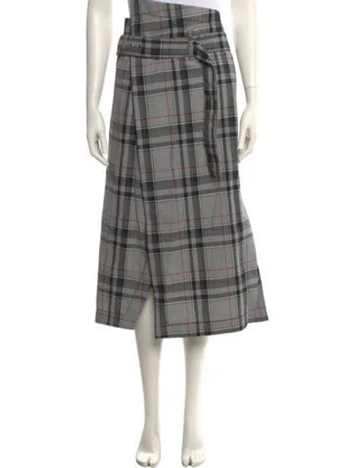 Pre-owned 3.1 Phillip Lim Plaid Print Midi Length Skirt W/ Tags In Gray