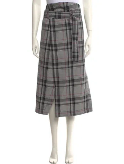 Pre-owned 3.1 Phillip Lim Plaid Print Midi Length Skirt W/ Tags In Gray