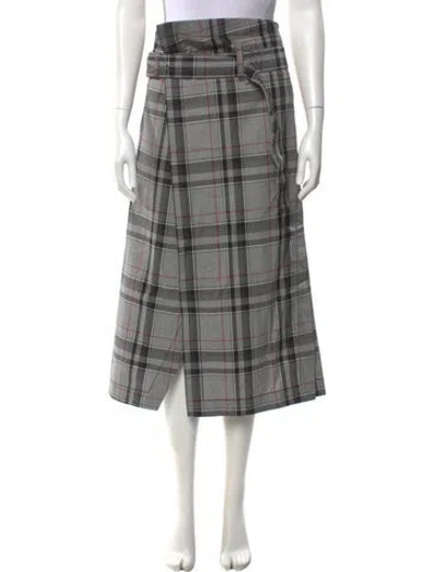 Pre-owned 3.1 Phillip Lim Plaid Print Midi Length Skirt W/ Tags In Gray