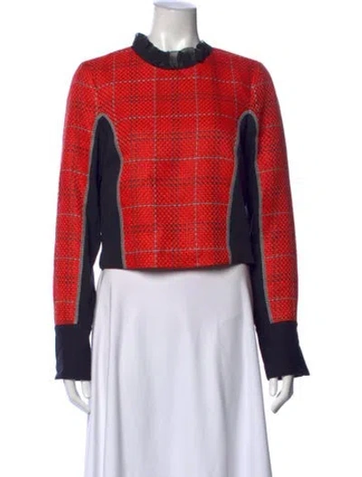 Pre-owned 3.1 Phillip Lim Plaid Print Mock Neck Top In Red