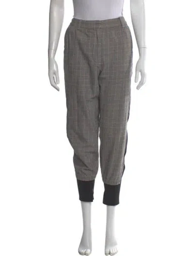 Pre-owned 3.1 Phillip Lim Plaid Print Skinny Leg Pants In Gray