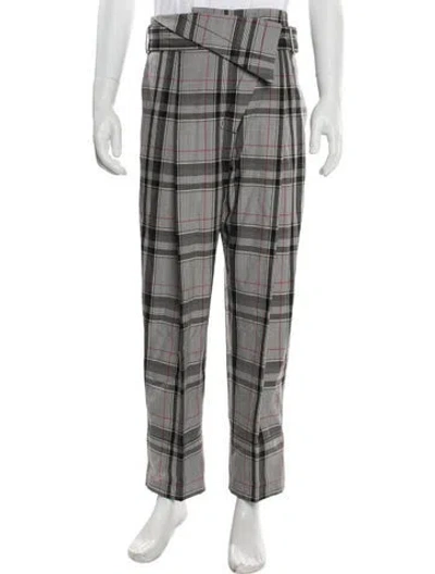 Pre-owned 3.1 Phillip Lim Plaid Print Straight Leg Pants In Gray