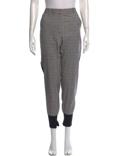 Pre-owned 3.1 Phillip Lim Plaid Print Straight Leg Pants In Gray