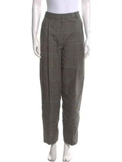 Pre-owned 3.1 Phillip Lim Plaid Print Straight Leg Pants In Green
