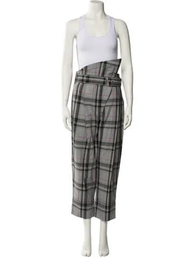 Pre-owned 3.1 Phillip Lim Plaid Print Straight Leg Pants W/ Tags In Gray