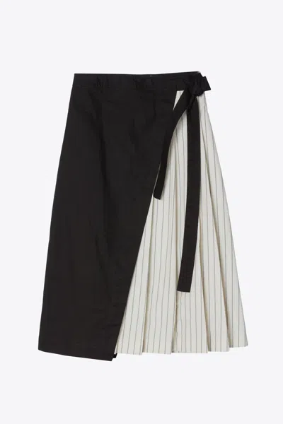 3.1 Phillip Lim Pleat Combo Wrap Skirt In Black