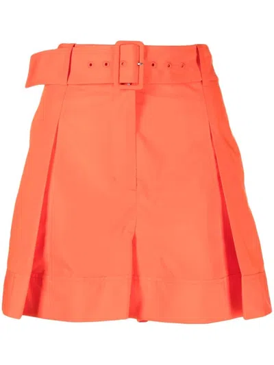 3.1 Phillip Lim Pleat-detail Belted Shorts In Orange