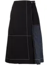 3.1 Phillip Lim Colorblock Midi Utility Skirt In Black